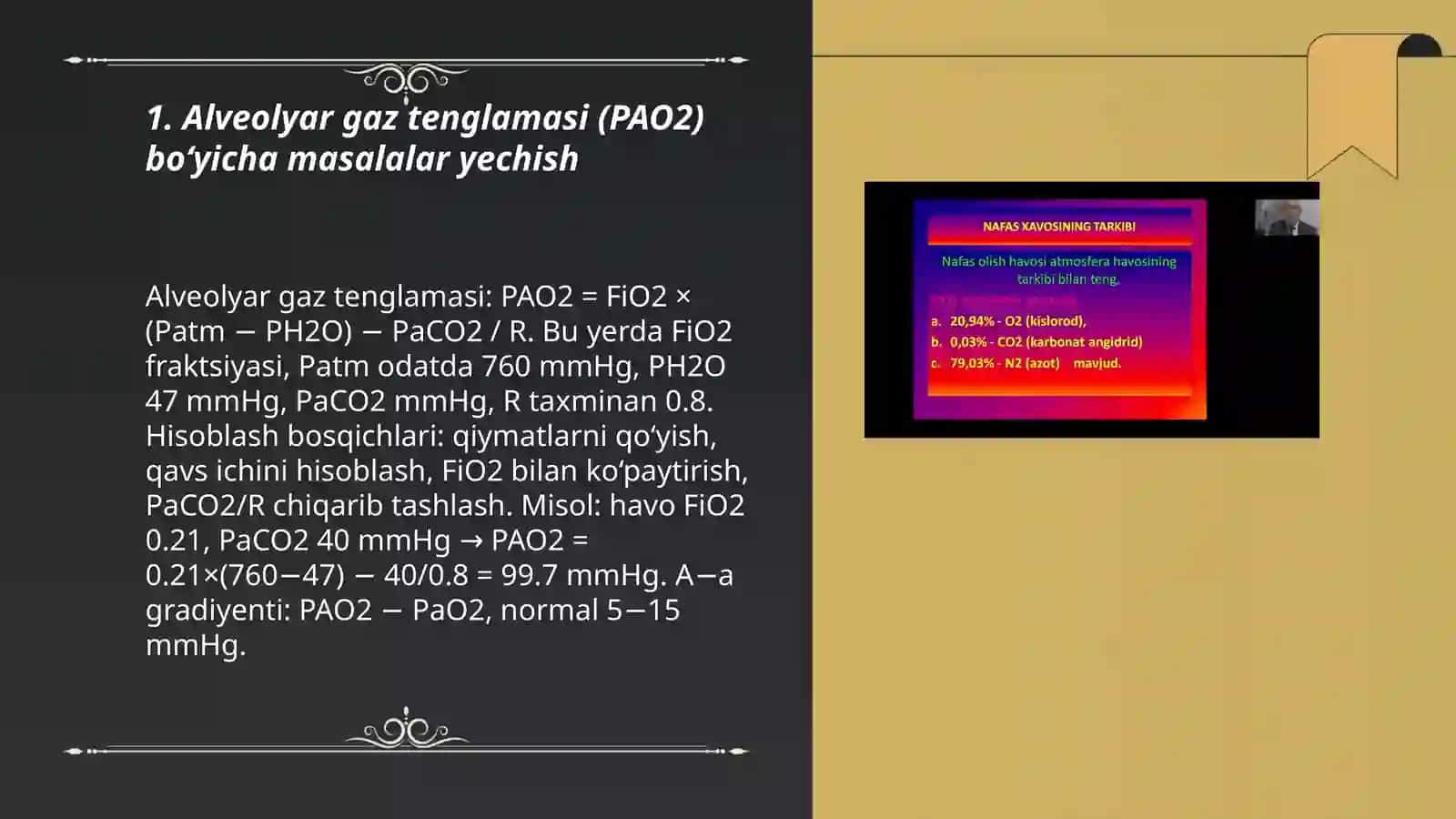 Nafas fiziologiyasi va moddalar almashinuvi boyicha masalalar yechish 3