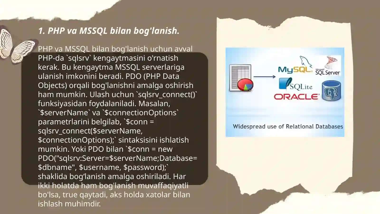 PHP da turli berilganlar bazasini boshqarish tizimlari bilan ishlash 3