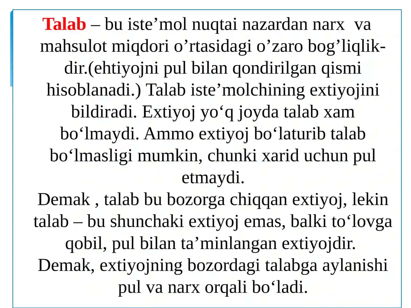 Talab va taklif asoslari 3