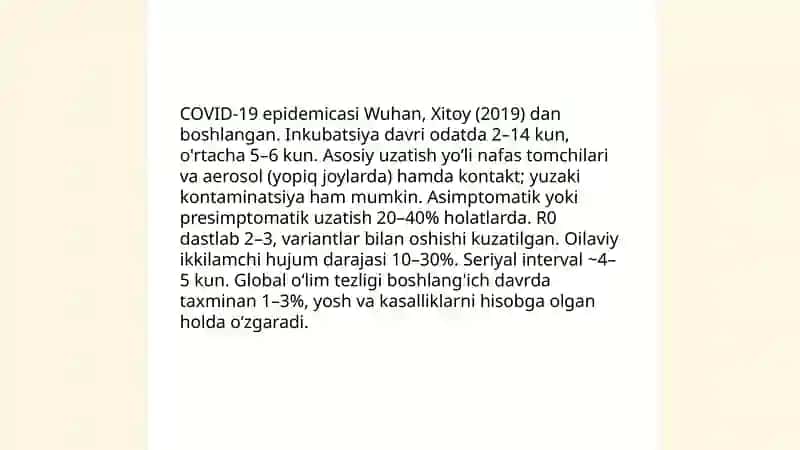 COVID-2019 epidemiologiyasi va tarqalishi 3