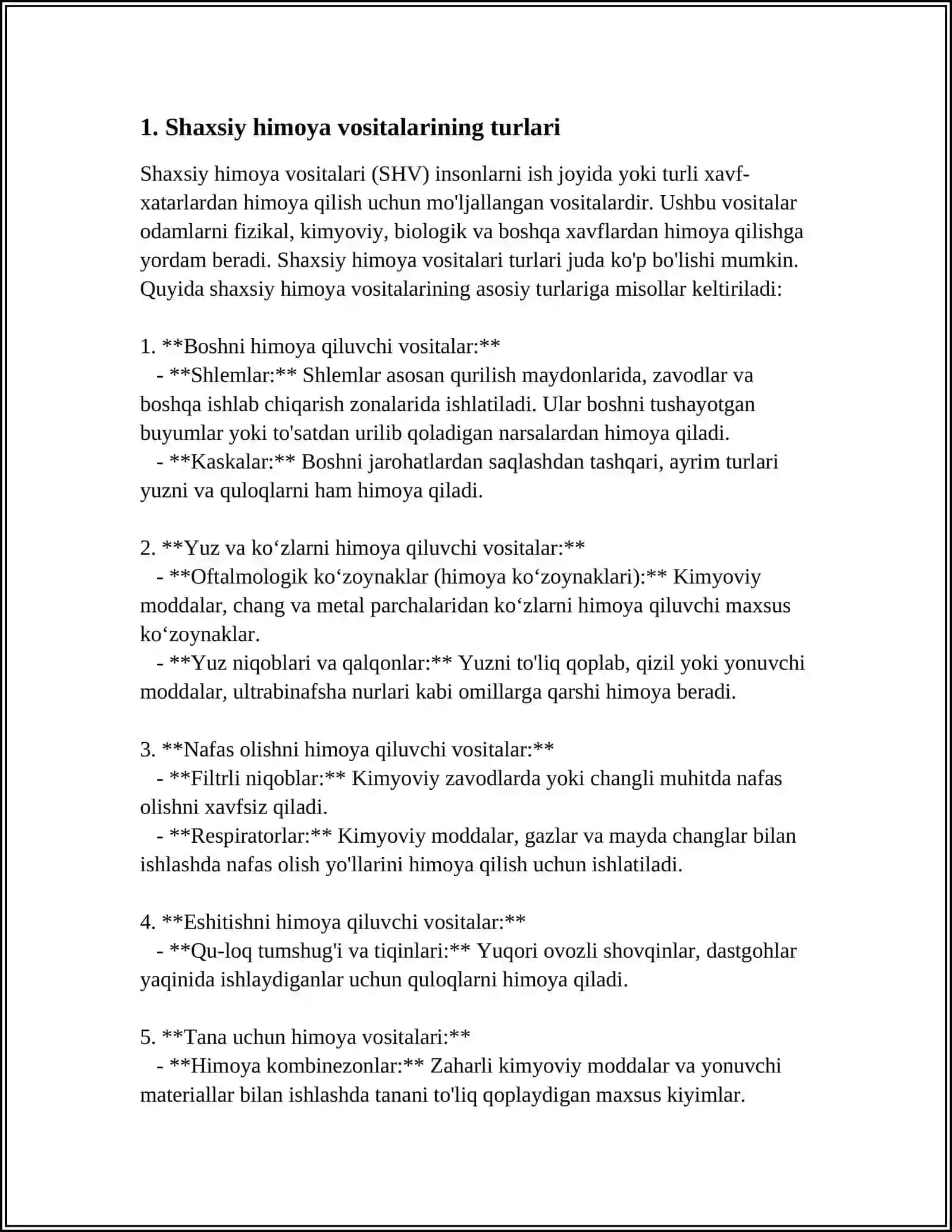 Shaxsiy himoya vositalari 3