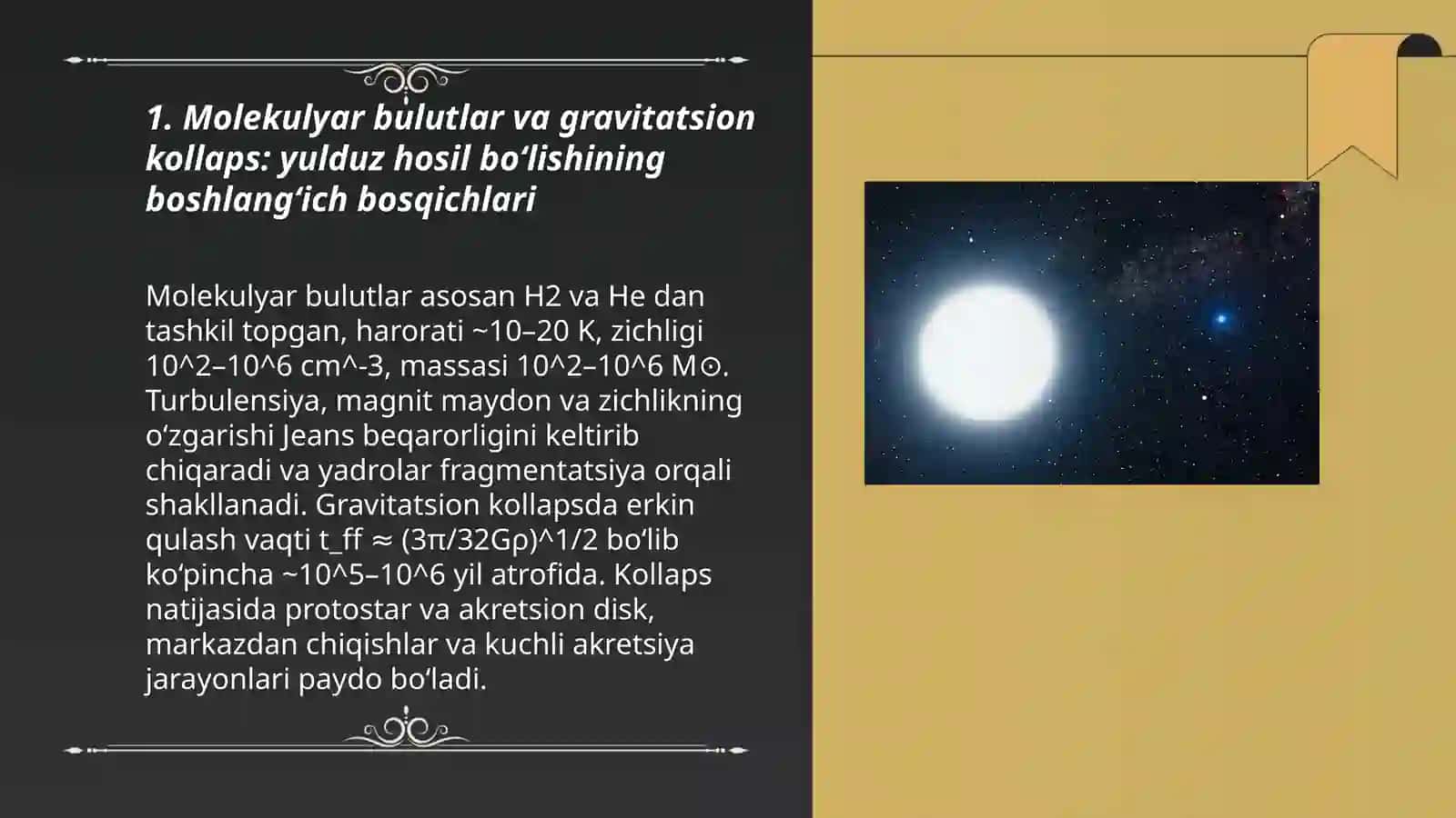 Yulduzlarning paydo bo'lishi va evolyusiyasi 3