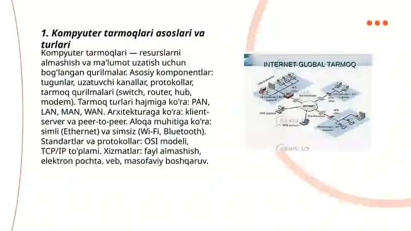TARMOQ TEXNOLOGIYALARI VA INTERNET XIZMATLARI 3