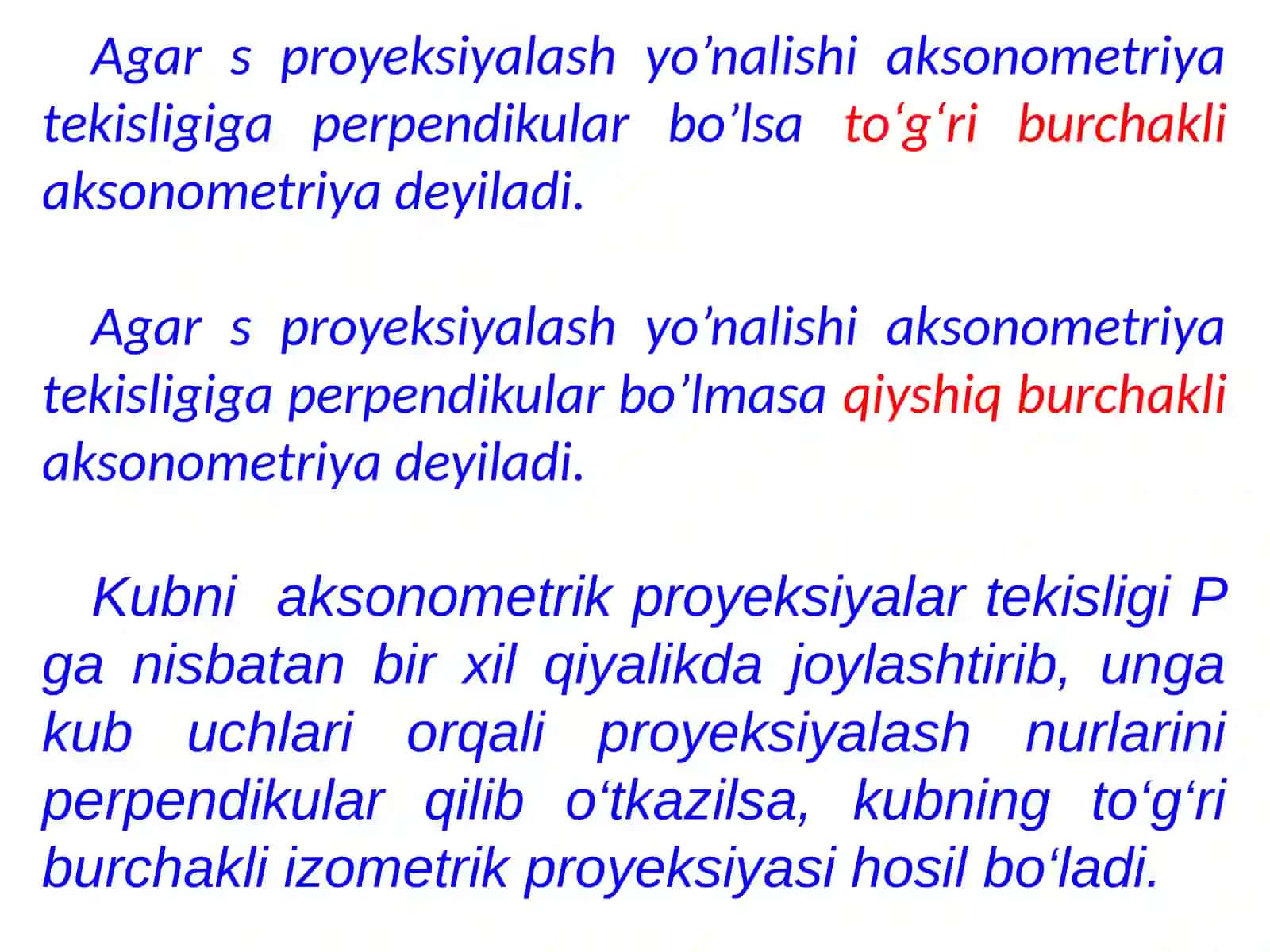 Aksonometriya haqida umumiy tushuncha 3