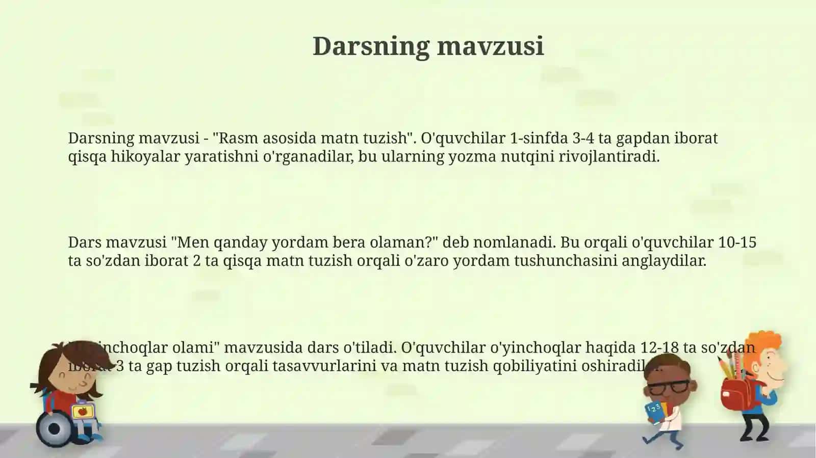 1- sinflarda Matn tuzish mavzusiga dars ishlanma 3