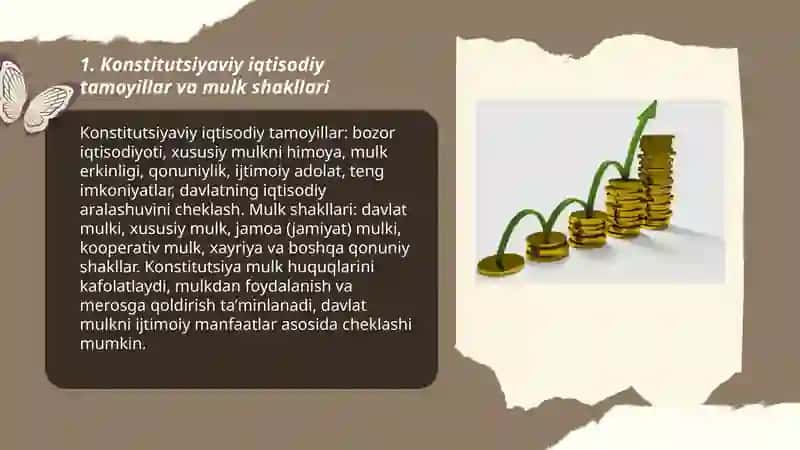 Jamiyatning iqtisodiy negizlari. Moliya, pul va bank tizimining konstitutsiyaviy asoslari 3