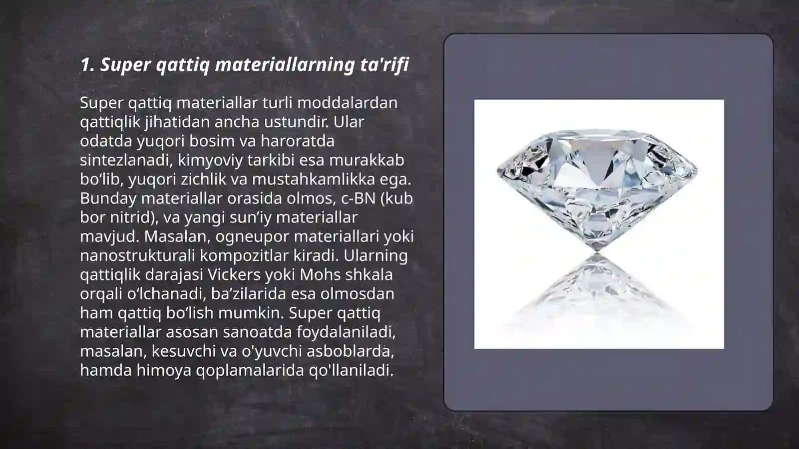 Super qattiq materiallar: sintez va xossalari 3
