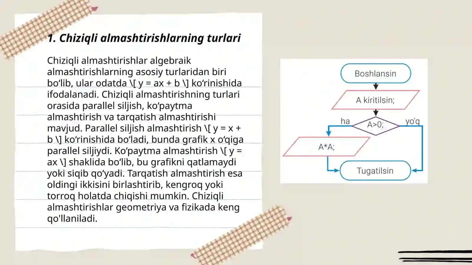 Chiziqli almashtirishlarning aksi va obrazi 3