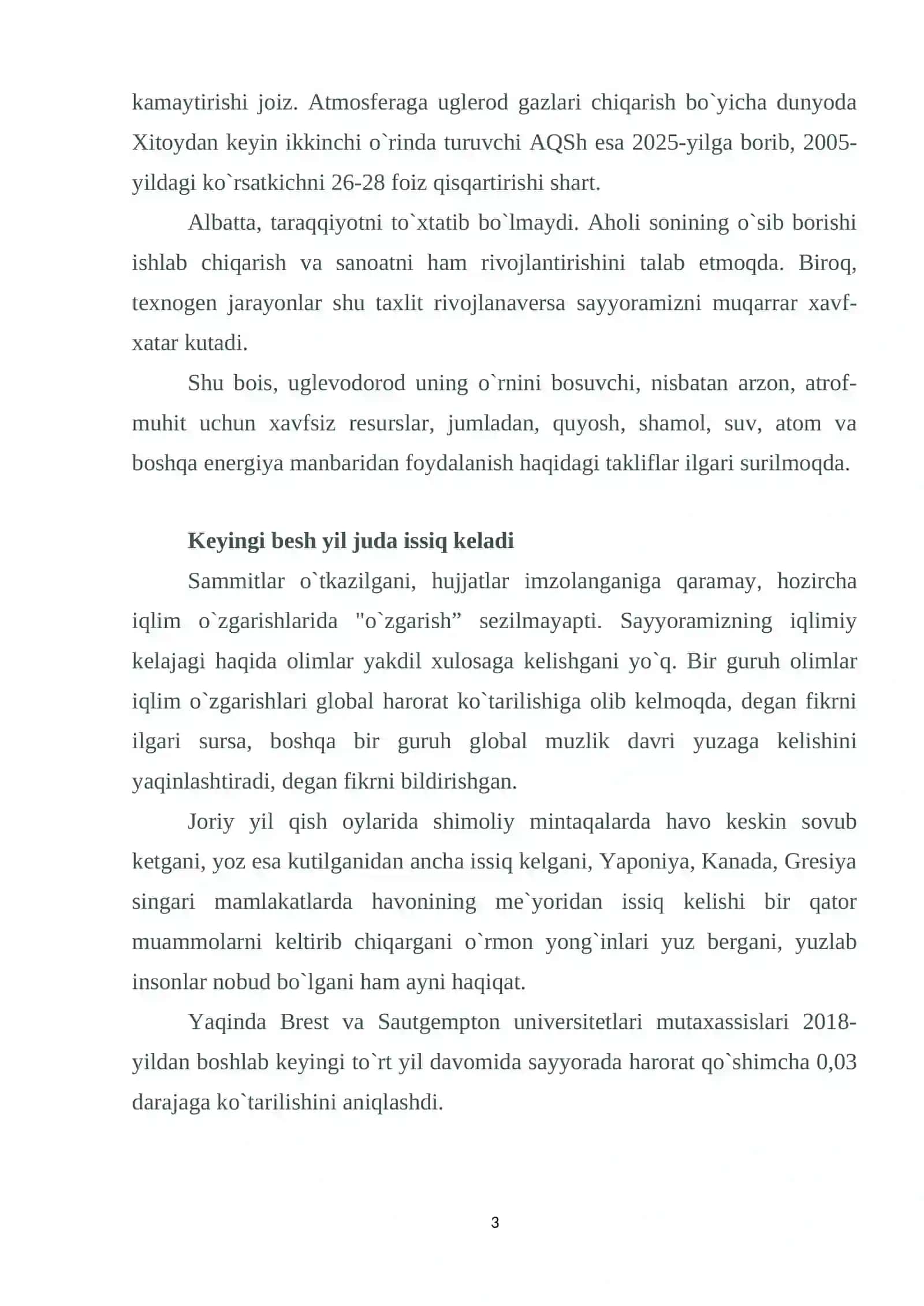Iqlimning o`zgarishi va uning oqibatlari 3