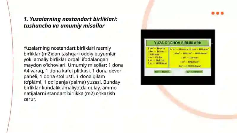 Yuzalarning nostandart birliklari haqida ma'lumot 3