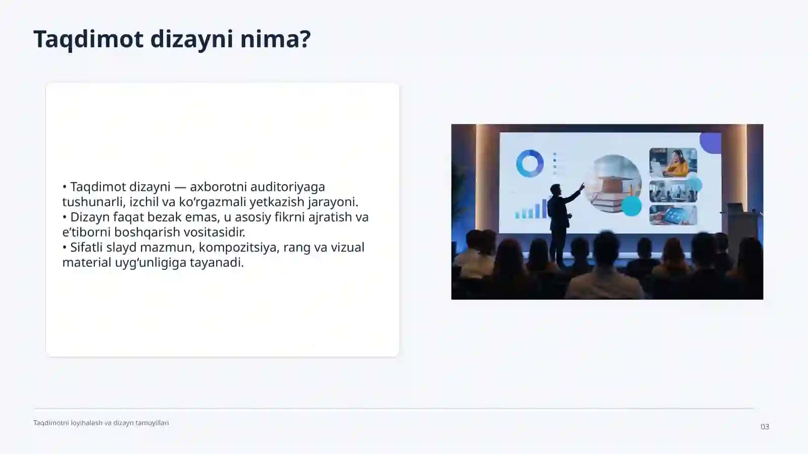Taqdimotni loyihalash va dizayn tamoyillari 3