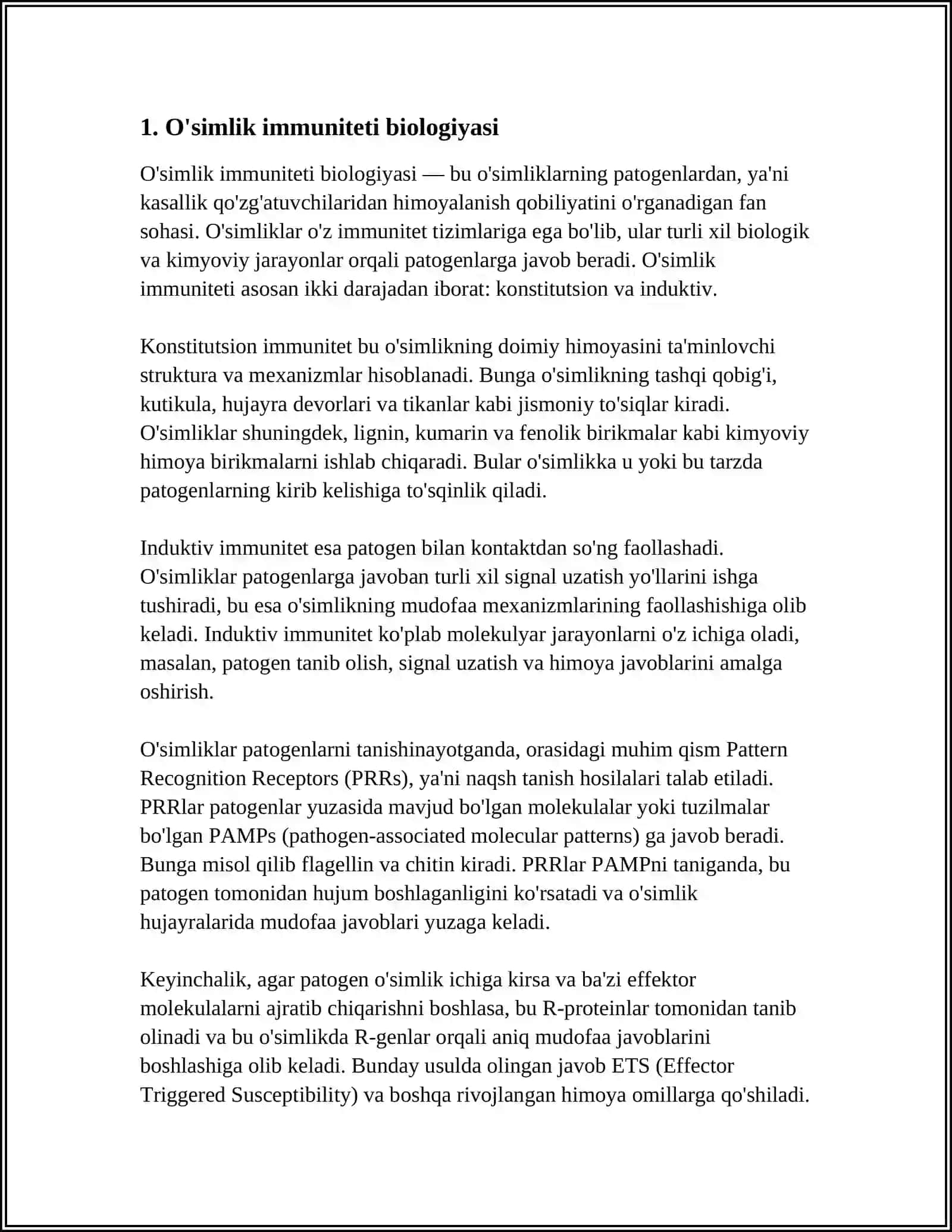O'simlik immuniteti biologiyasi 3
