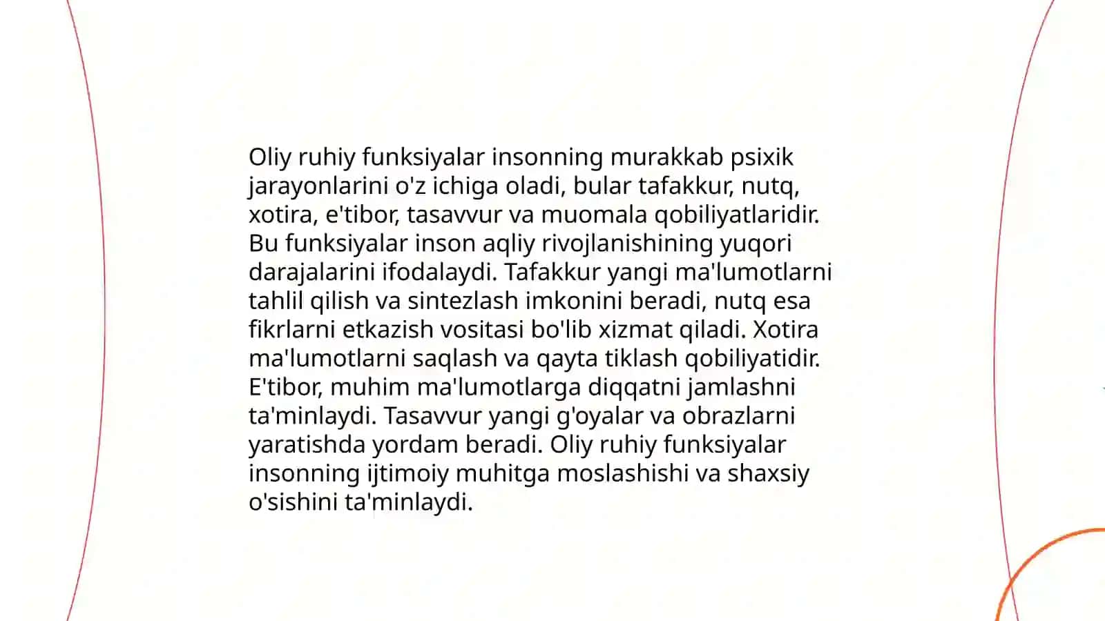 Oliy ruhiy funksiyalar 3