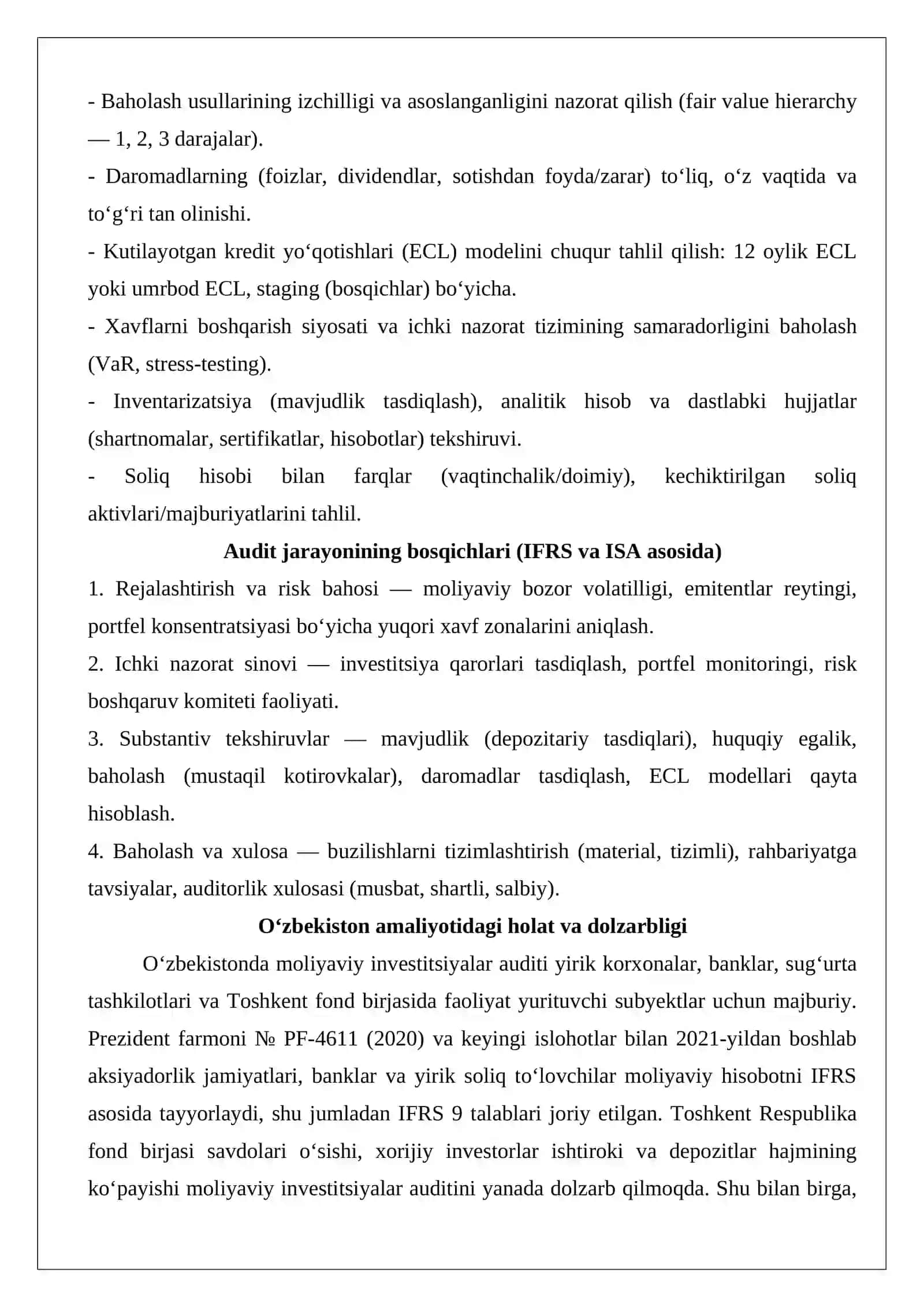 Moliyaviy investitsiyalar auditi 3
