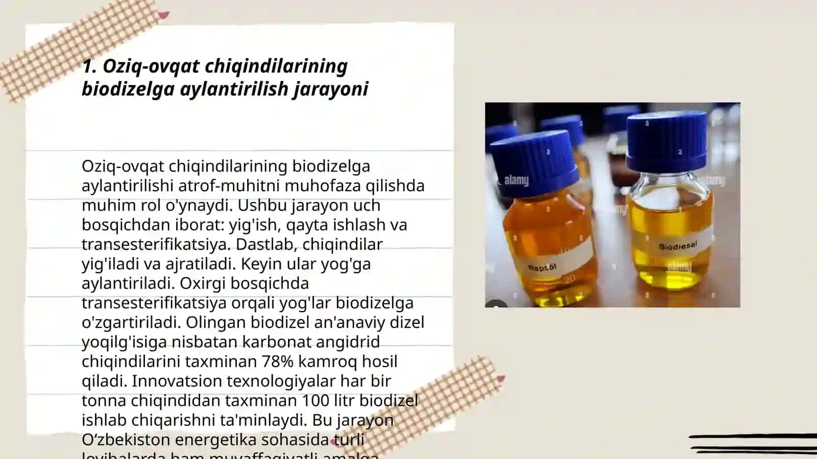 Oziq-ovqat chiqindilaridan sof toza biodizel olish 3