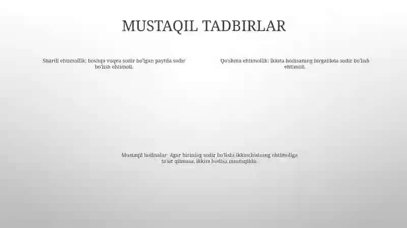 Erkli Sinashlar (Ehtimollar Nazaryosi) 3