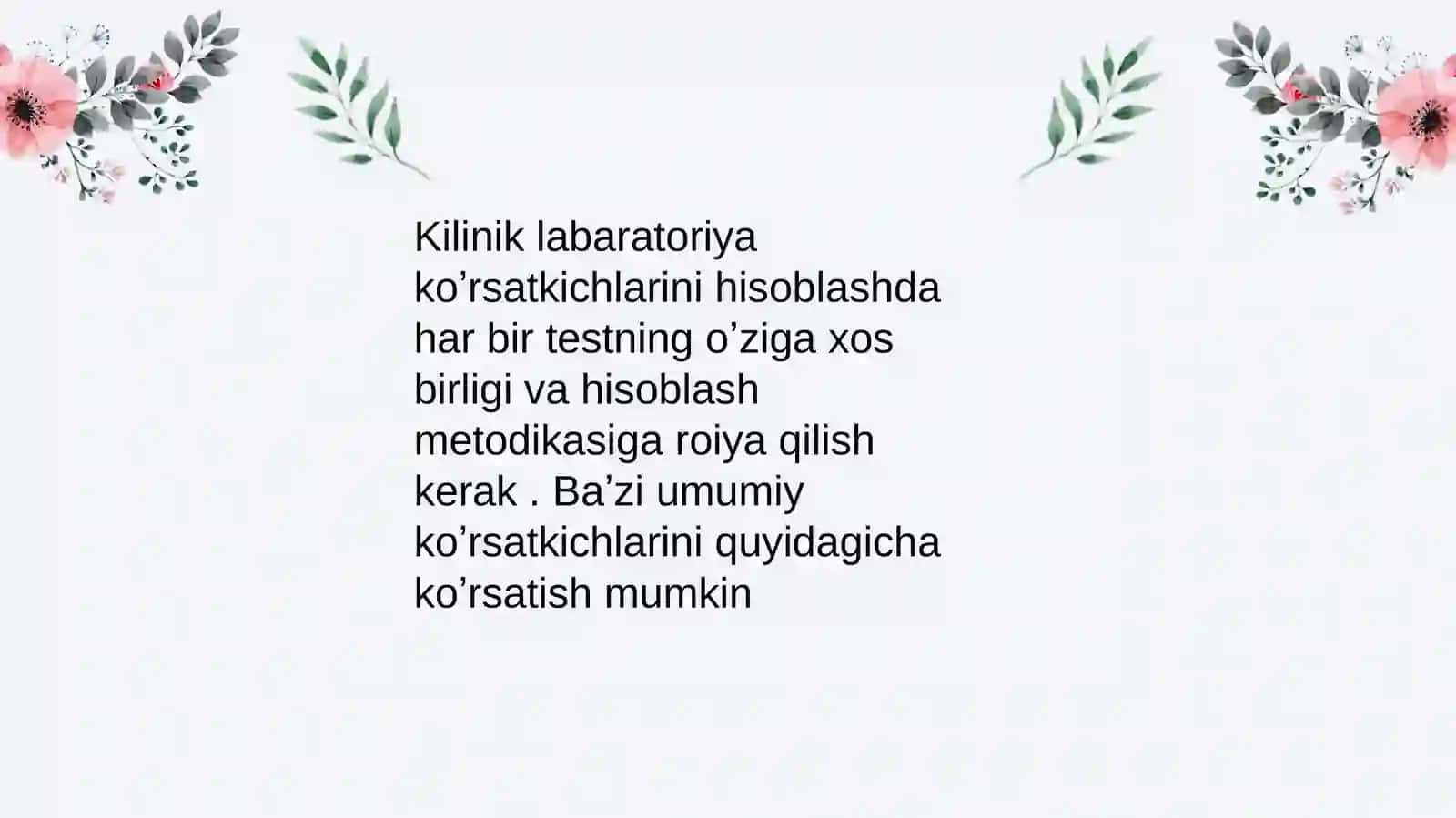 Klinik Laboratoriya Ko'rsatkichlarini Hisoblash 3