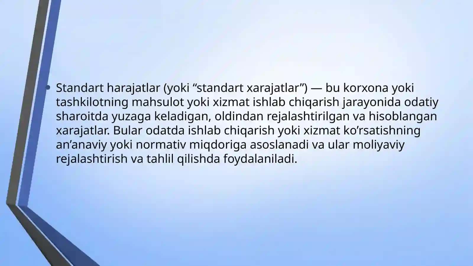 Standart xarajatlardan foydalanish 3