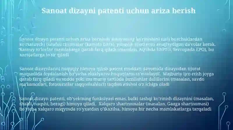 Sanoat dizayn patenti 3