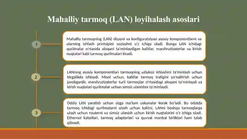 Lokal tarmoqni (LAN) loyihalash va konfiguratsiya qilish 3