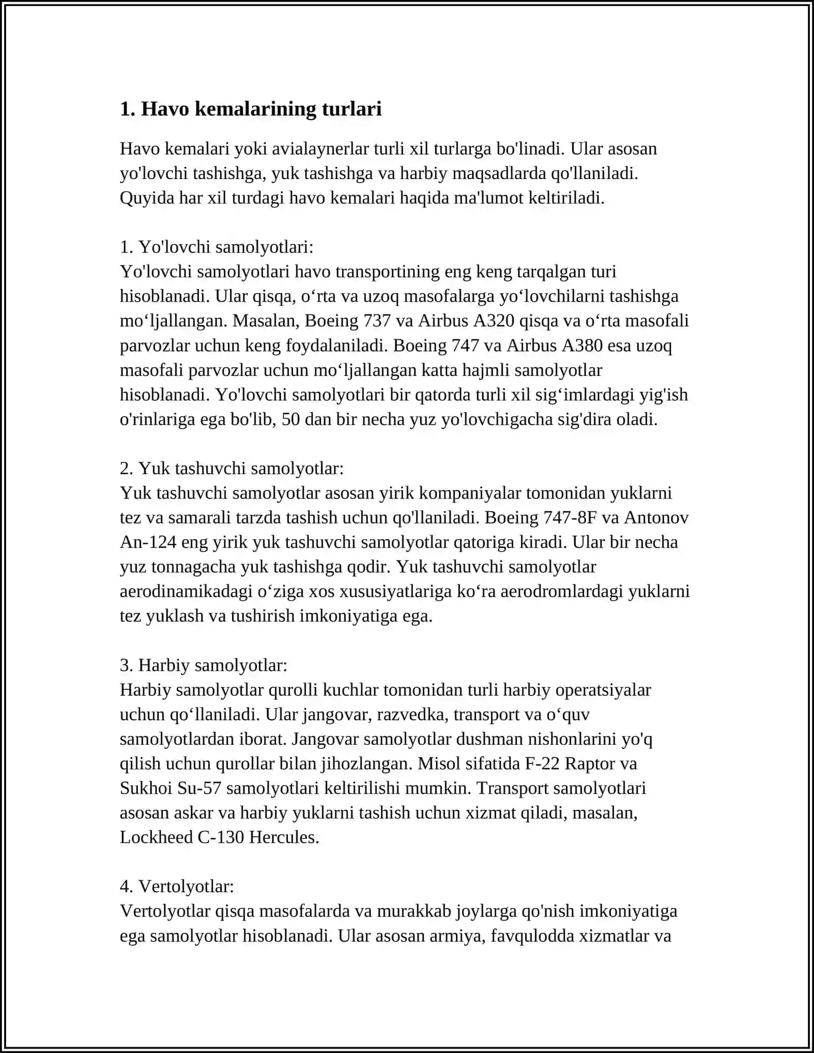 HAVO KEMLARNI PERRONNI LOYIHALASH SXEMALARI 3