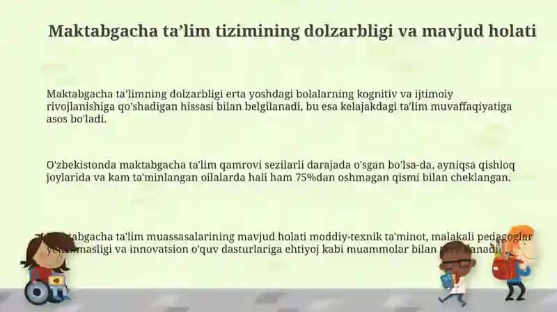Maktabgacha talim tizimini rivojlantirishning ustuvor yonalishlari 3