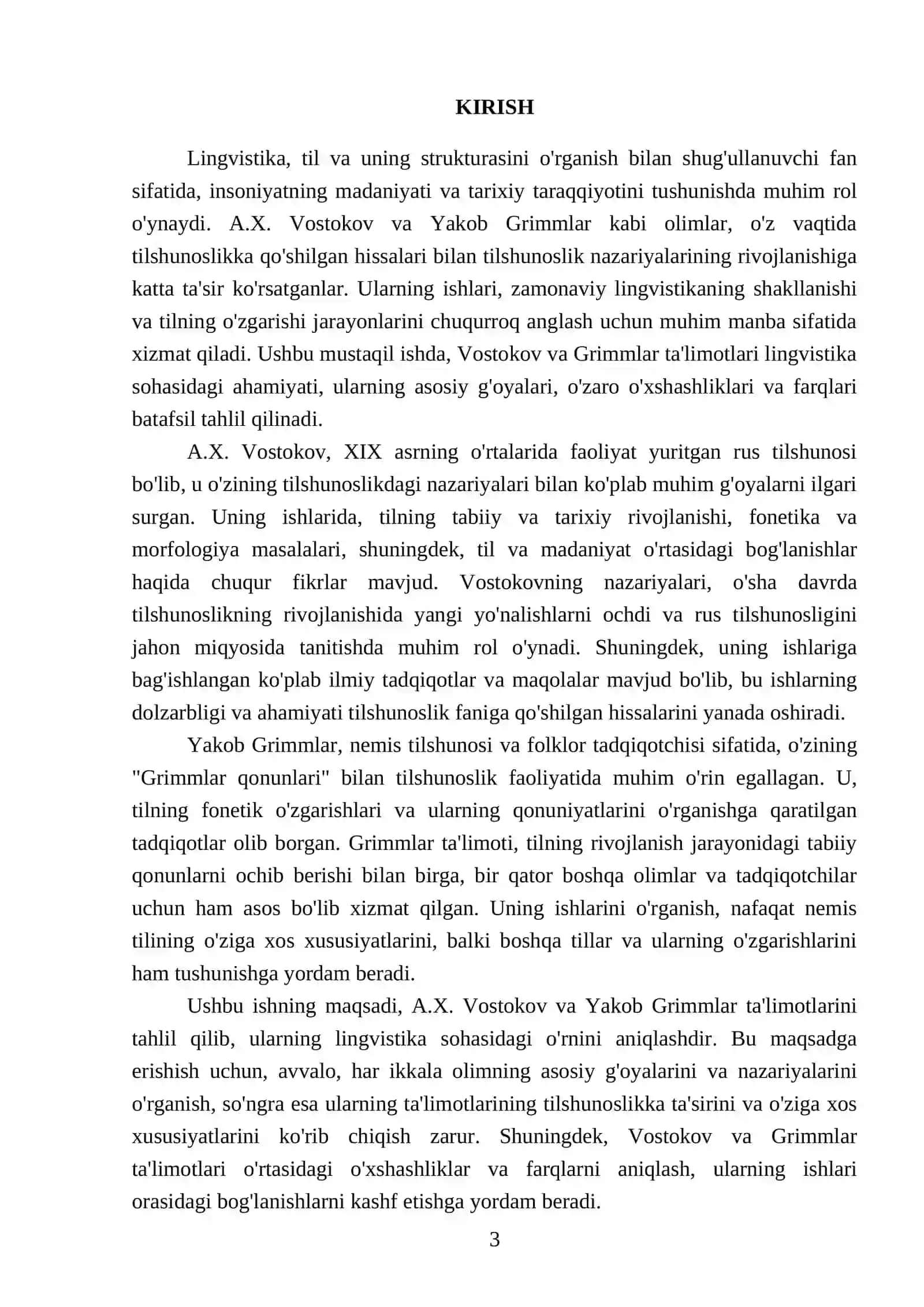 A.X.Vostokov, Yakob Grimmlar ta'limoti 3