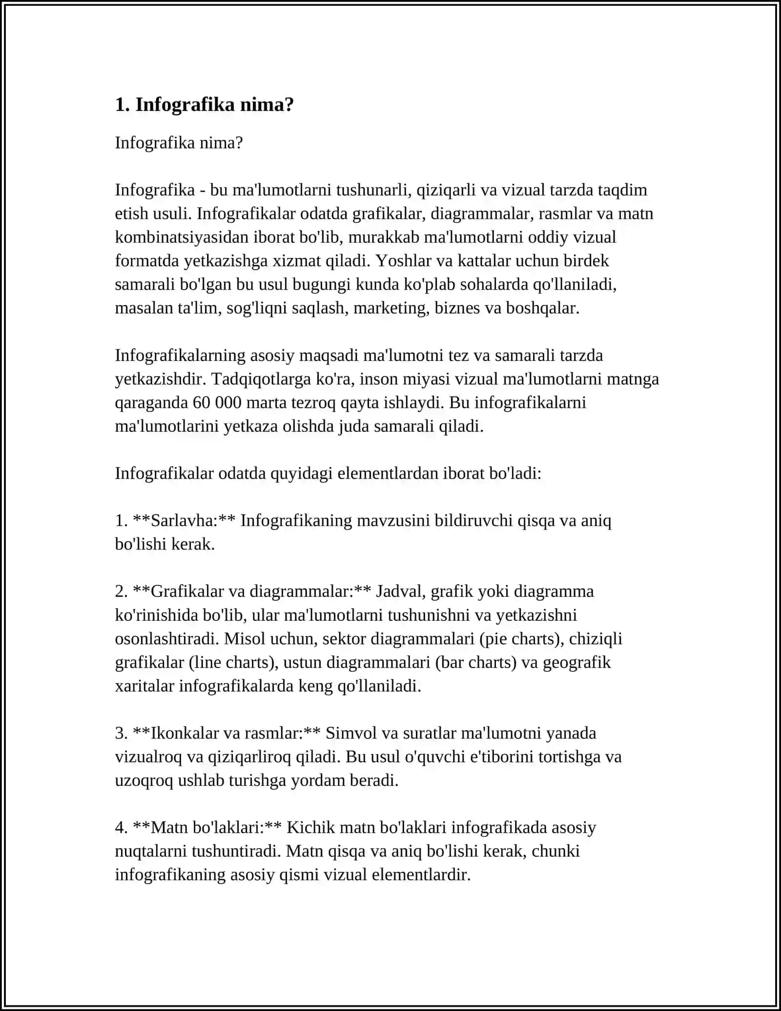 INFOGRAFIKA VA UNING TURLARI 3