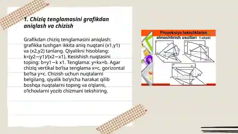Tekislikka oid grafik masalalar yechish 3