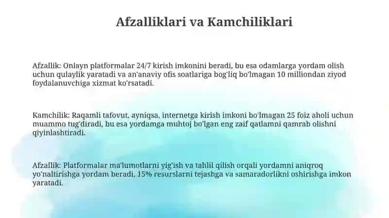 Afzalliklar va Kamchiliklar 3