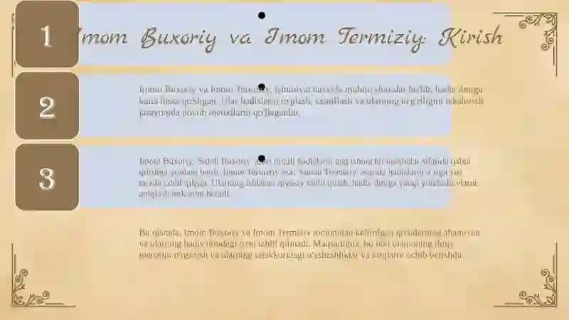 Imom Buxoriy va imom Termiziy qissalari tahlili 3