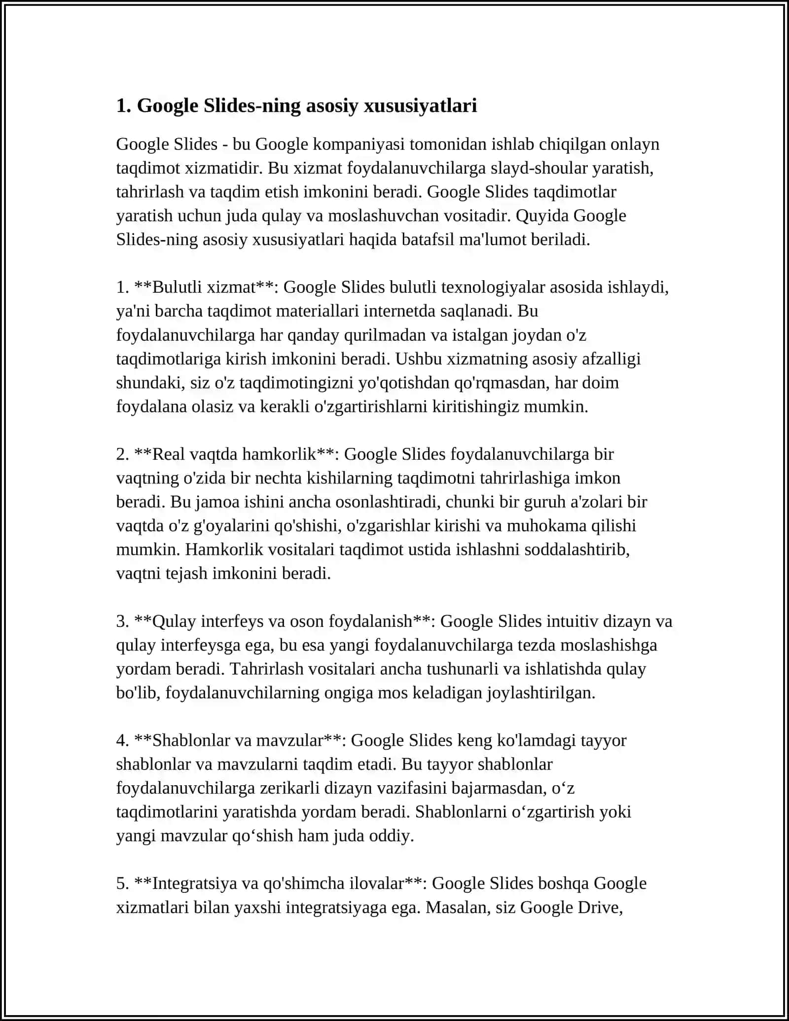 GOOGLE - TAQDIMOT YARATISH TEXNOLOGIYALARI 3