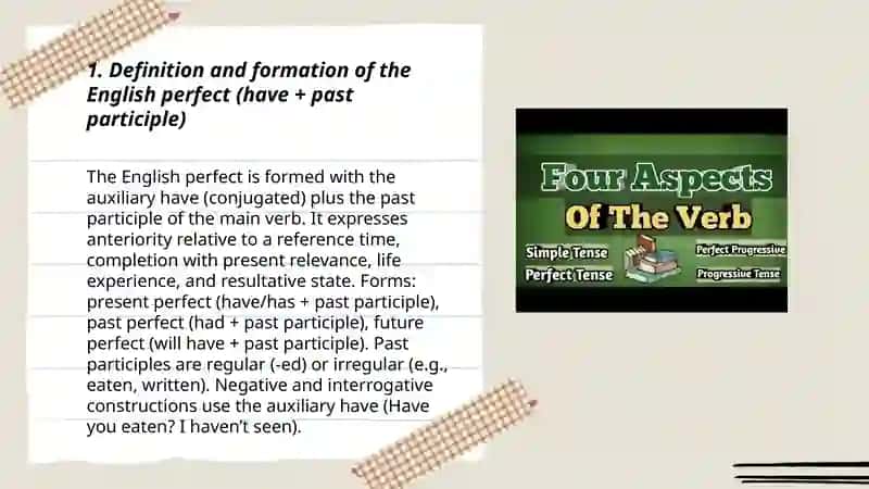 Verb: Problem of the Perfect. Category of Aspect 3