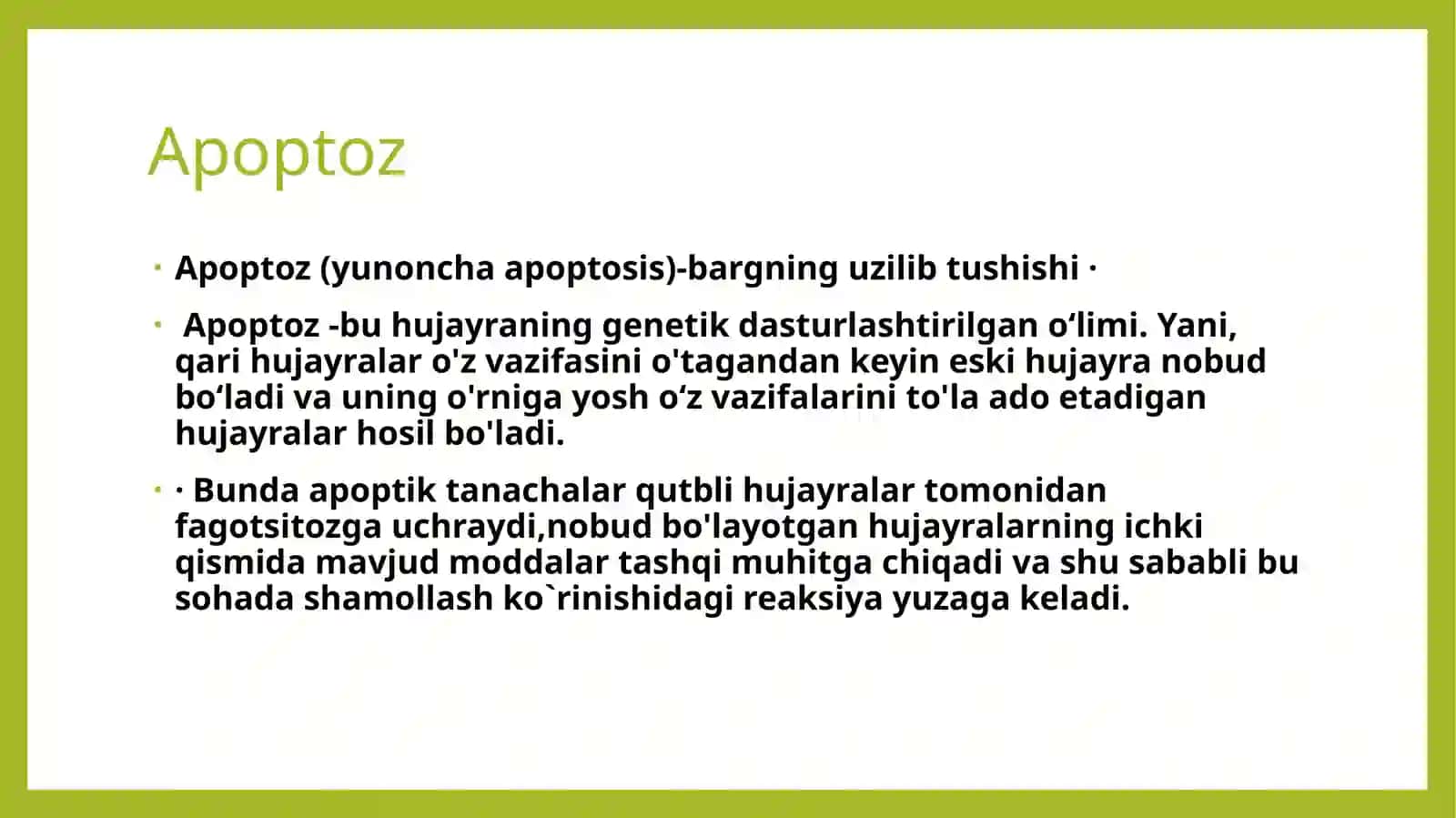 Apoptoz turlari, boshqarilishi 3