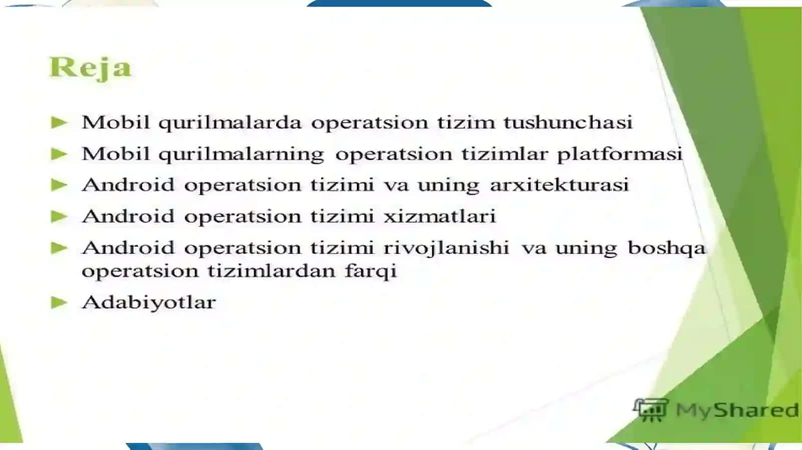 mobil texnalogiyasi fanidan taqdimoti 3