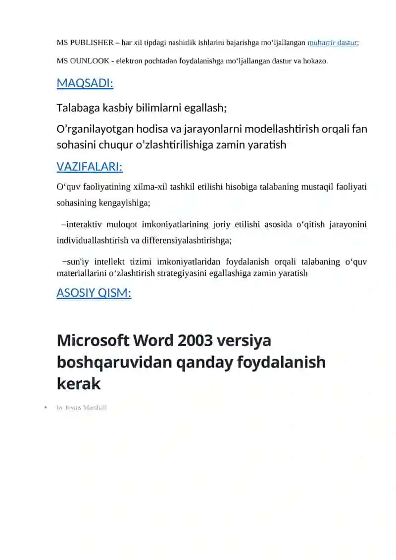 MS Office dasturlar paketidagi MS Word dasturlarining(2003,2007,2016) versiyalari orasidagi farqlar 3