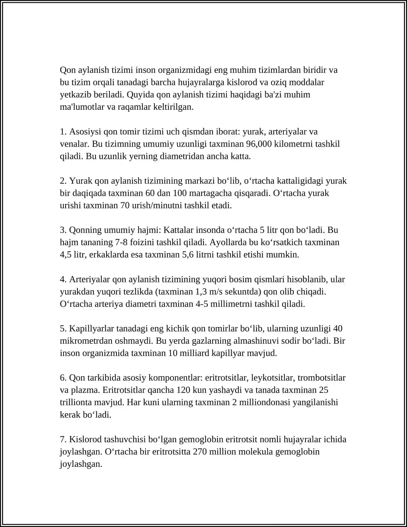 Qon aylanish tizimi haqida referat 3