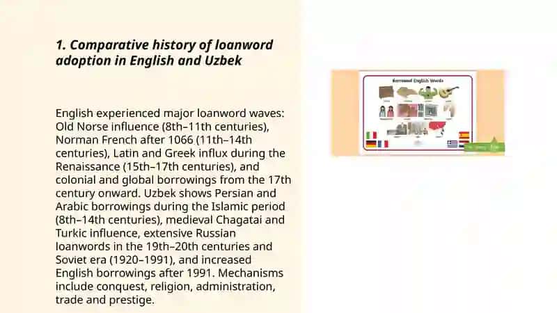 Borrowing and loanwords in English and Uzbek 3