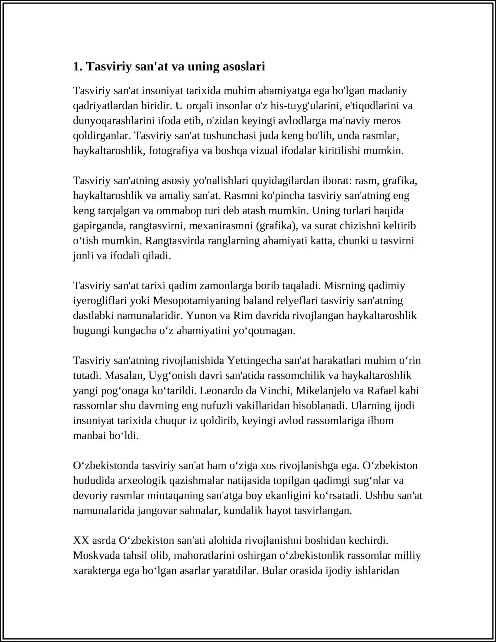 TASVIRIY FAOLIYATGA ÓRGATISHNING UMUMIY MASALALARI 3