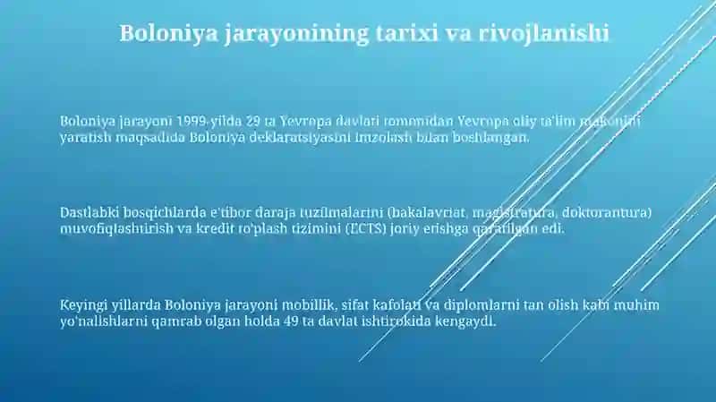 Boloniya jarayoni: Tarix, tamoyillar va tuzilma 3