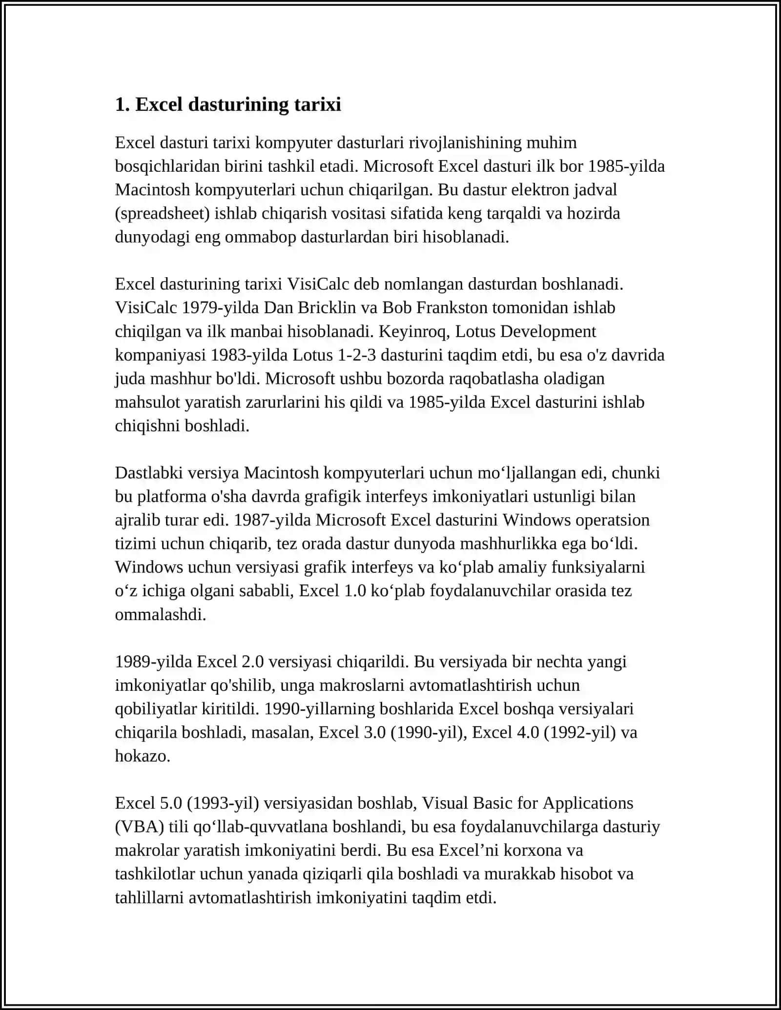 EXCEL DASTURI HAQIDA 3
