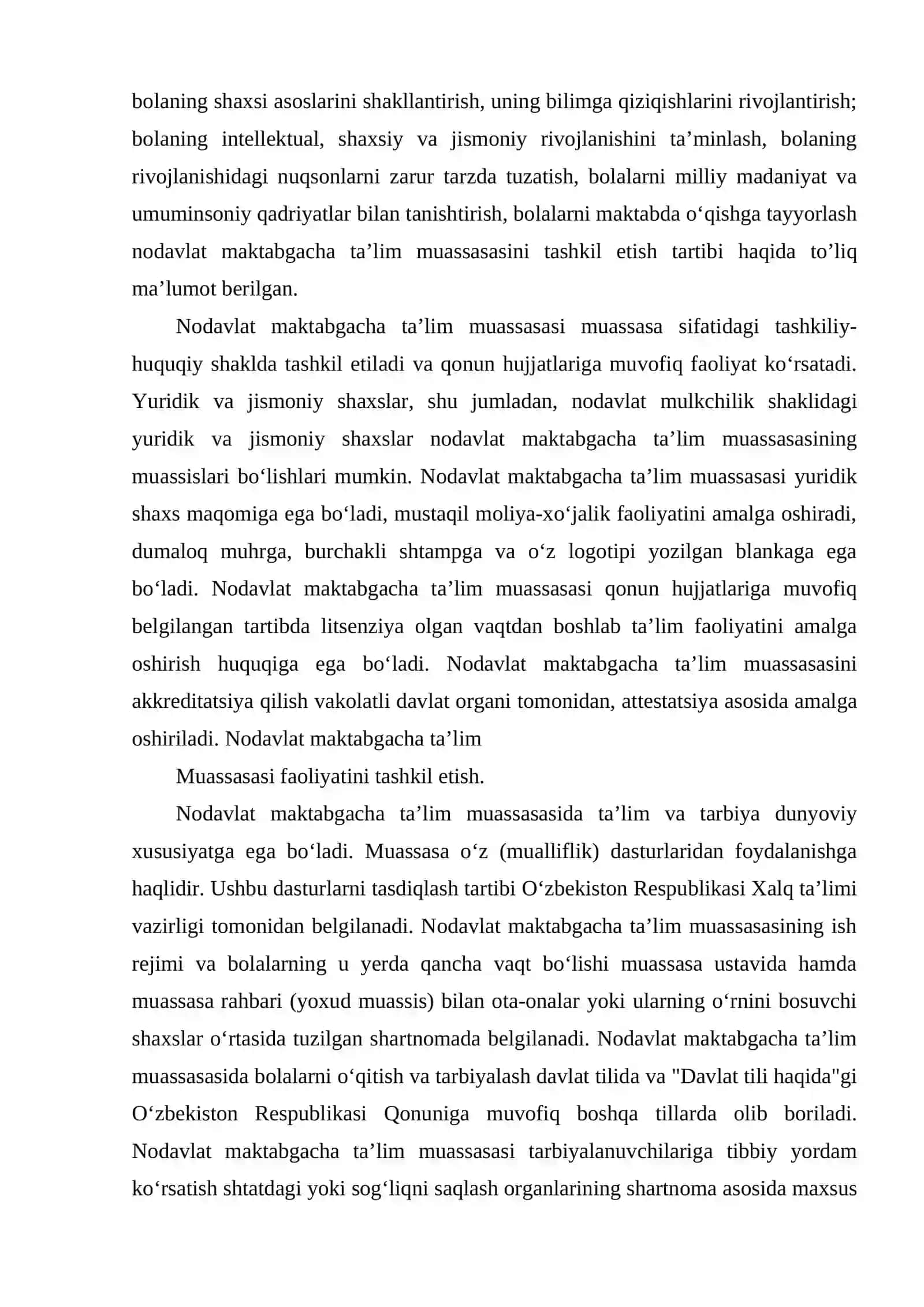 UMUMUY TIPDAGI DAVLAT VA NODAVLAT MAKTABGACHA TALIM TASHKILOTLARINI TASHKIL QILISH 3