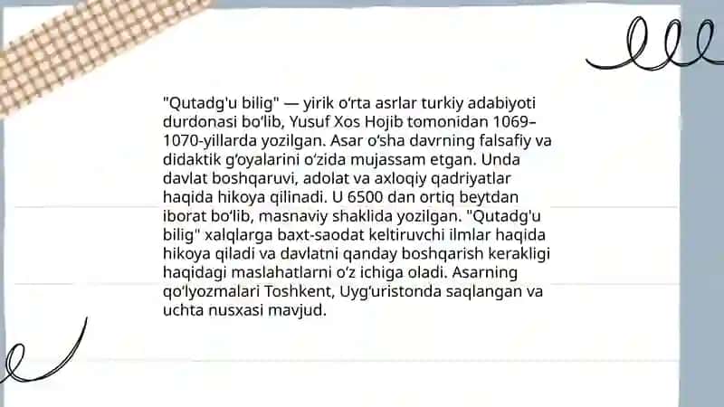 Qutadg'u bilig"Yusuf Xos Xojib" 3