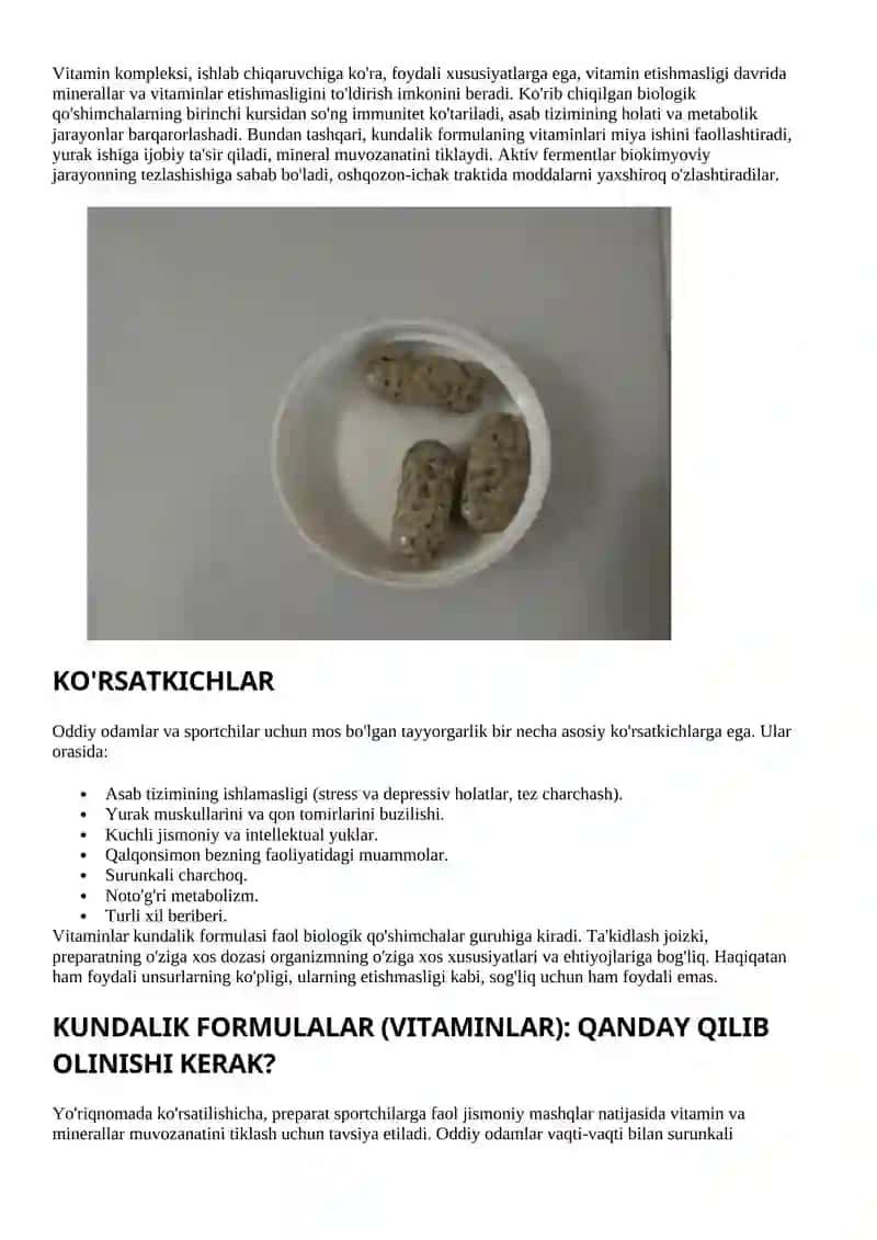 Vitaminlar Kundalik Formulasi 3