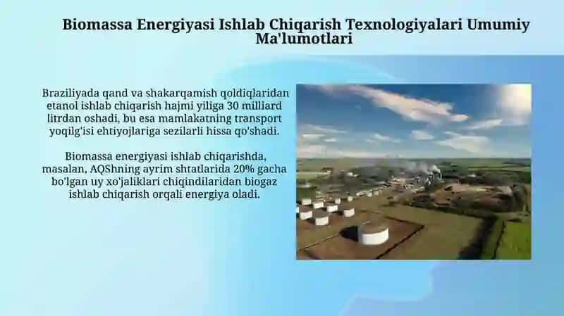 Biomassa energiya ishlab chiqarish texnologiyalari 3