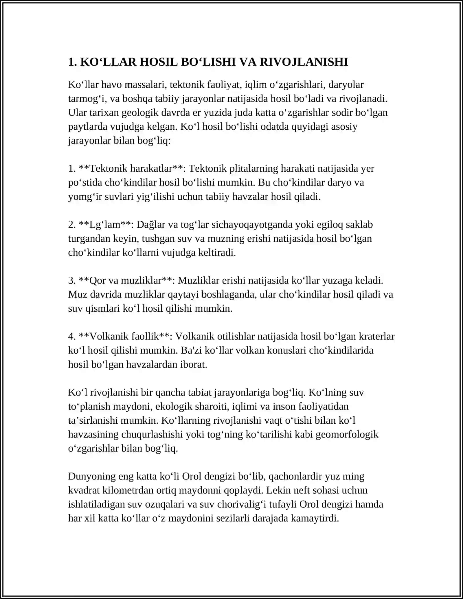 KOʻL VA BOTQOQLIKLARNING GEOLOGIK ISHI 3