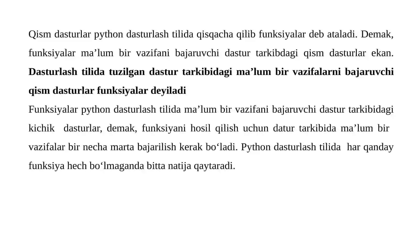 Python dasturlash tilida funktsiyalarni yaratish va ulardan foydalanish 3