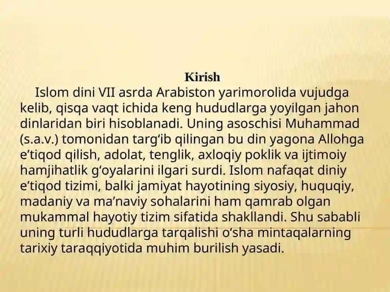 Islomning markaziy Osiyoga tarqalishi. 3