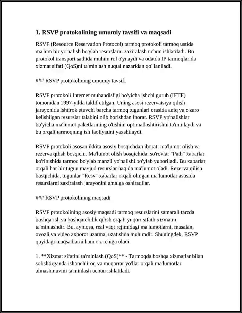 RSVP RESERSLARNI ZEZERVLASH PROTOKOLI 3