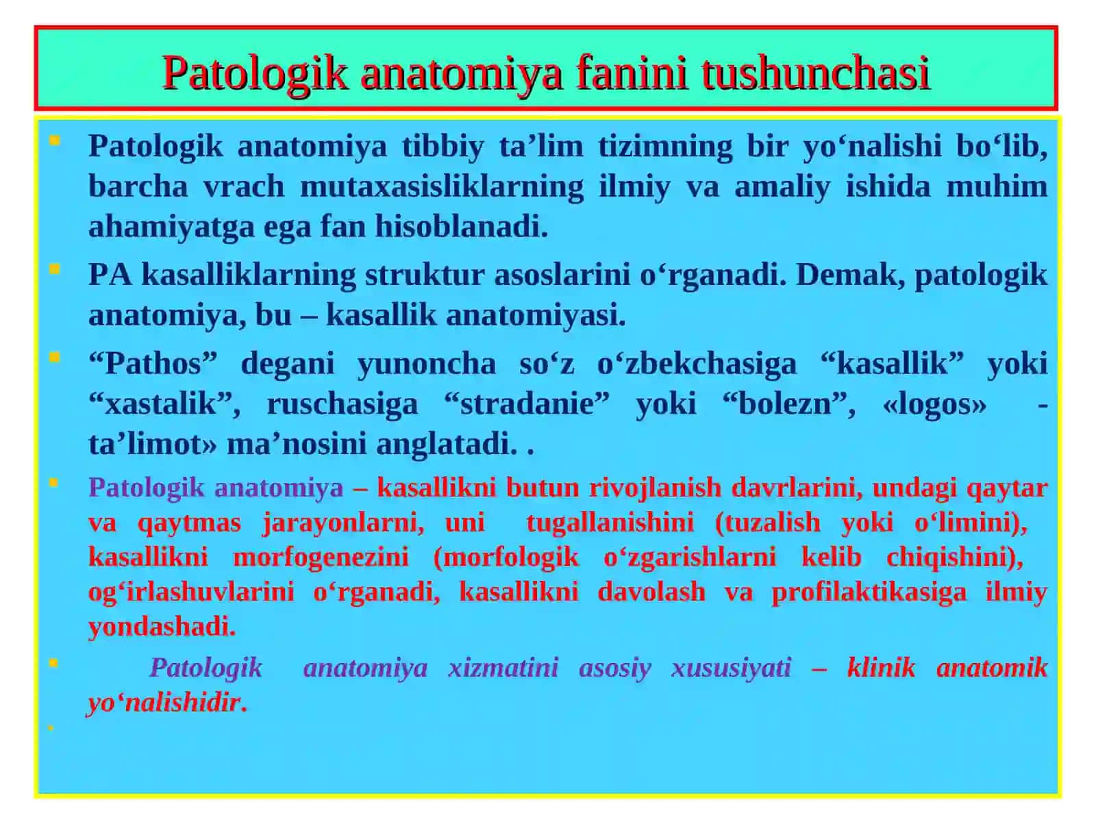 PATOLOGIK ANATOMIYAFANIDAN MA’RUZA 3